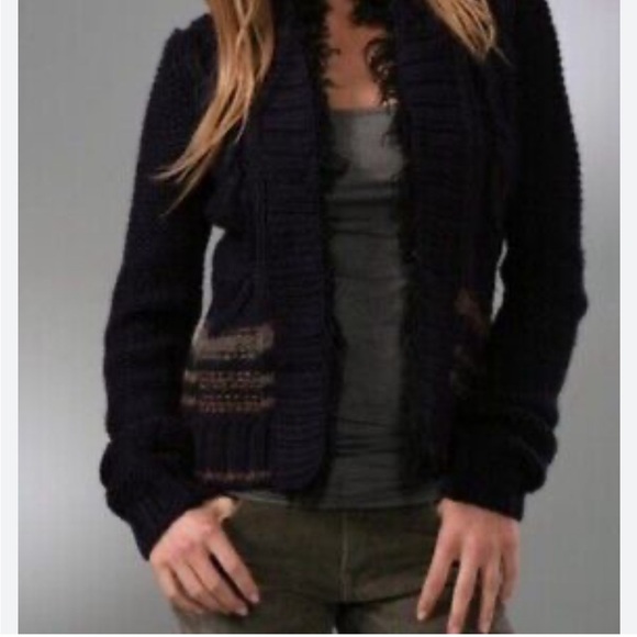 Free People Black and Brown Cardigan Sweater North Star Sweater - Picture 1 of 9